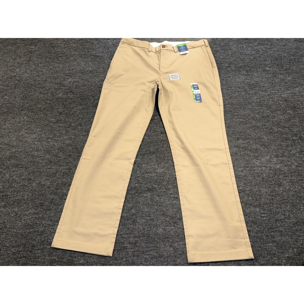 George Khaki Pants Mens 38x32 Tan NWT Straight Comfort Waist Wrinkle Resistant